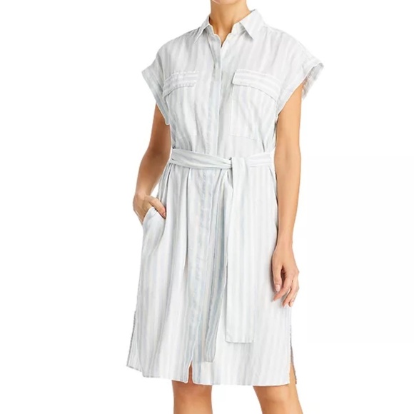 NWT Boss Driga Striped Linen Shirt Dress SZ 10 - Picture 1 of 9